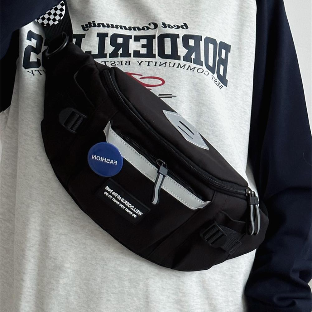 Korean Style Unisex Fashion Chest Bag Crossbody Waist Bag Messenger Bag Sportswear Shoulder Bag Casual Outdoor Bags Lovers Gift for Men and Women