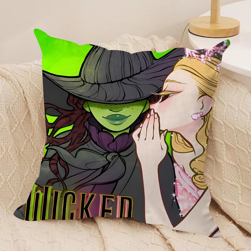 WWicked Part One Movie Cushion Cover Silky Short Plush Invisible Zipper Dustproof Sofa Pillow Case for Home Decor