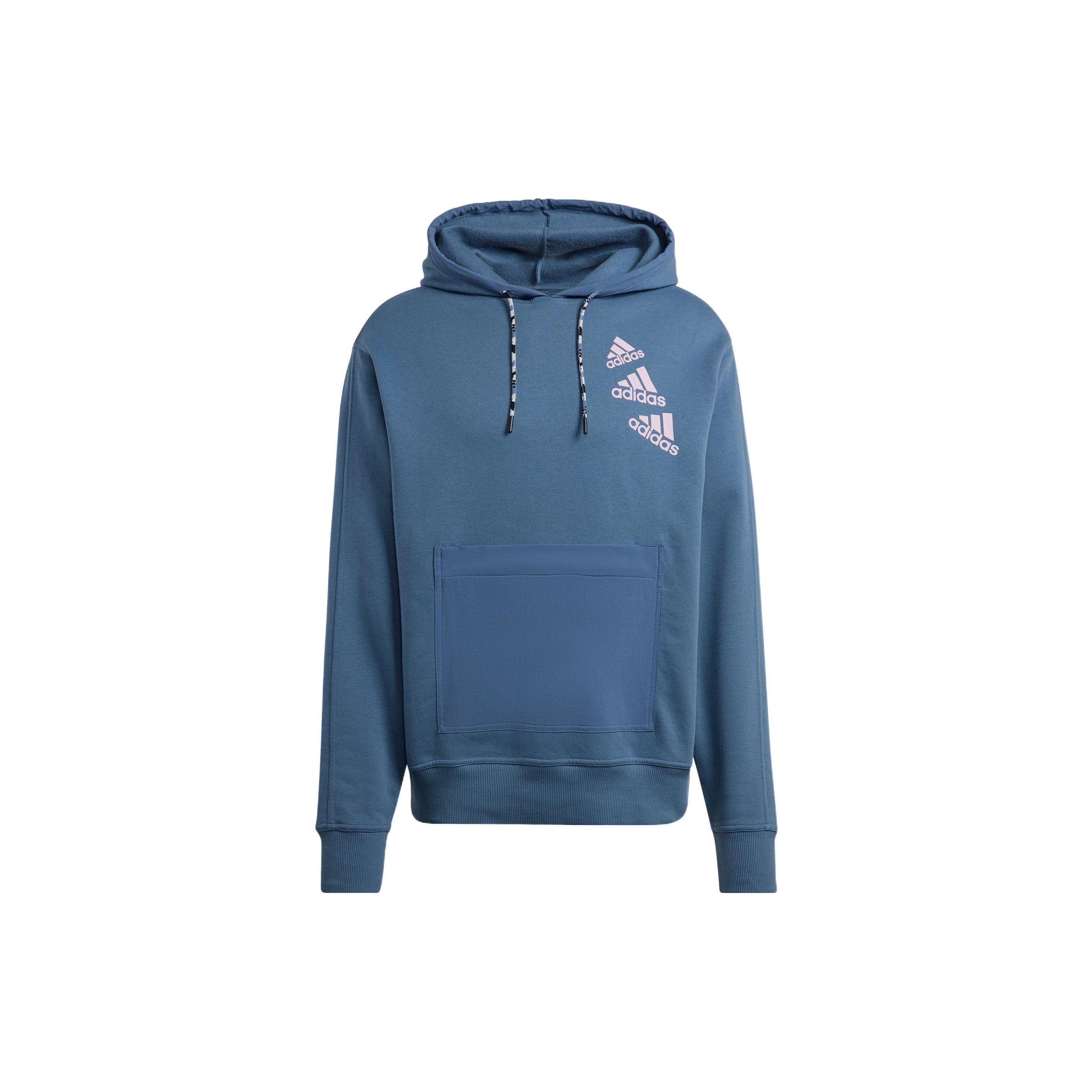 adidas Essentials Brand Drawstring Hoodie Blue Unisex HL9382 M