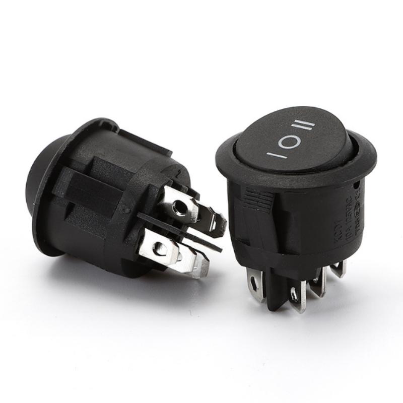 5PCS KCD1-206 23mm Round Rocker Switches 3 Position 6 PIN ON-OFF-ON Rocker Switch 10A 125VAC