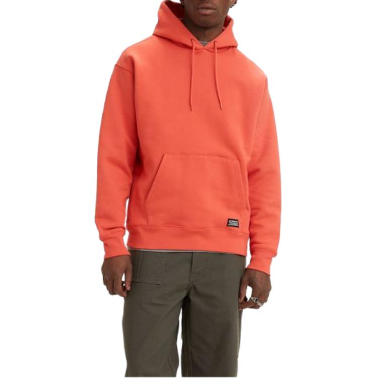 Levis FW22 Solid Color Hooded Long Sleeve Sweatshirt Men sweatshirt Red A1008-0003