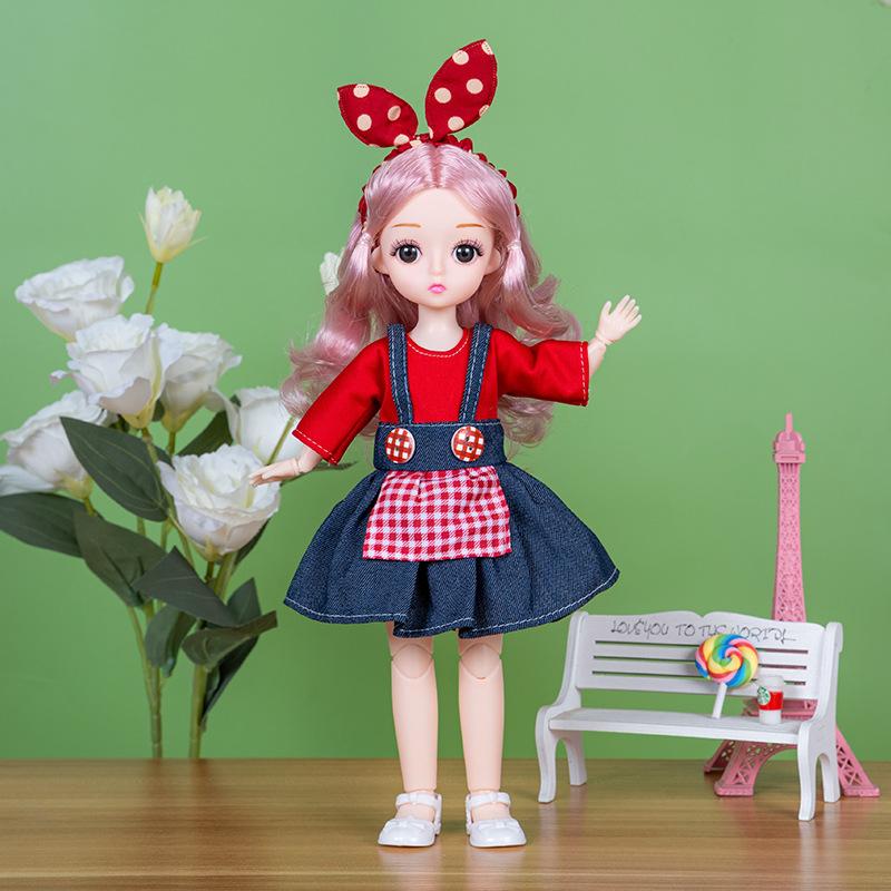 30CM Mini Movable Doll Girls Toy 3D Big Eyes BJD Princess Full Outfits  Dresses  Collection Childrens Doll Gift