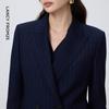 LANGZI Women's Striped Wool Double-Breasted Suit Jacket