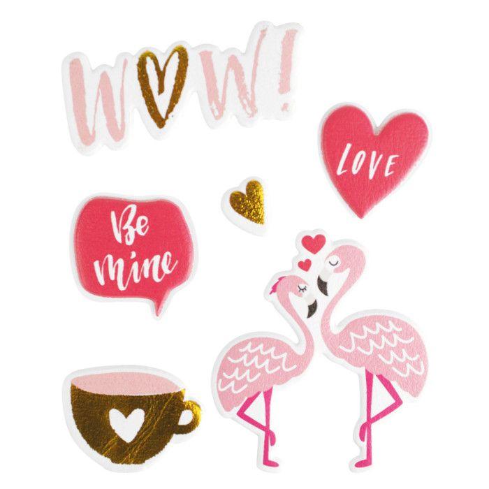 "Puffy" Sticker with Fluffy Effect Assortment Flamingo 10 X 12cm