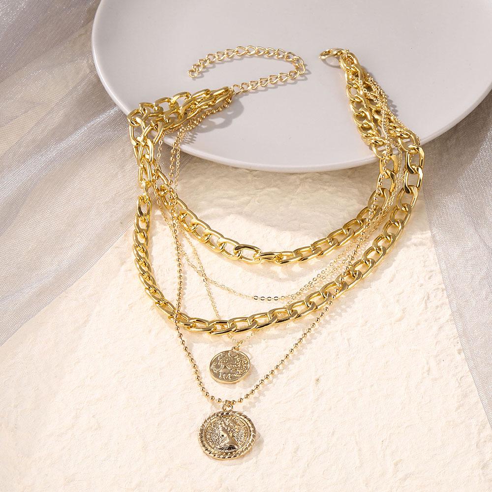 Women's Trendy Multi-Layer Round Pendant Necklace