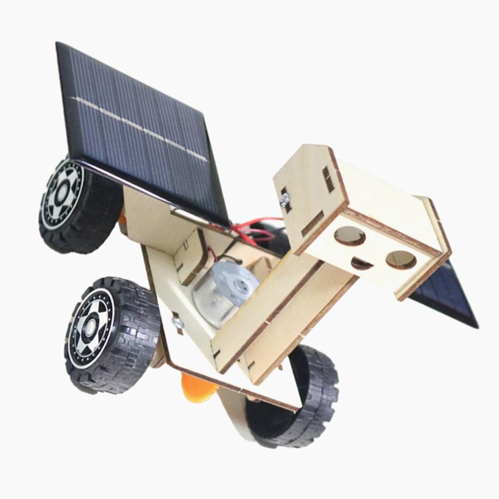 Solar Power Lunar Rover Toy Wooden Puzzle Car Assembly Model Kit for DIY Science Experiment