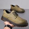 Men's Leather Thick-Soled Casual Derby Shoes for Spring/Autumn - Formal Black Low-Top Martin Boots