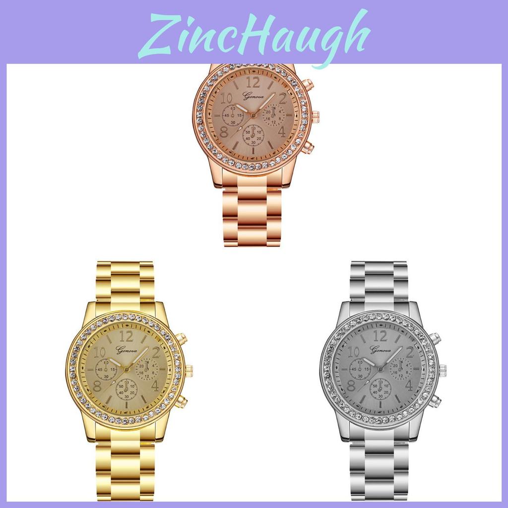 Fashion Diamond Inlaid Threeeye Geneva Steel Ladies Watch Quartz Brand Logo Gift For Women