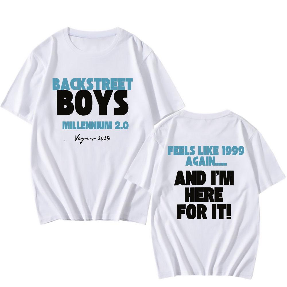 Millennium 2.0 1999 To Vegas 2025 Tour T-shirt Backstreet Boys Band Fashion Tshirts Cotton Short Sleeve Male T Shirt Unisex Tees