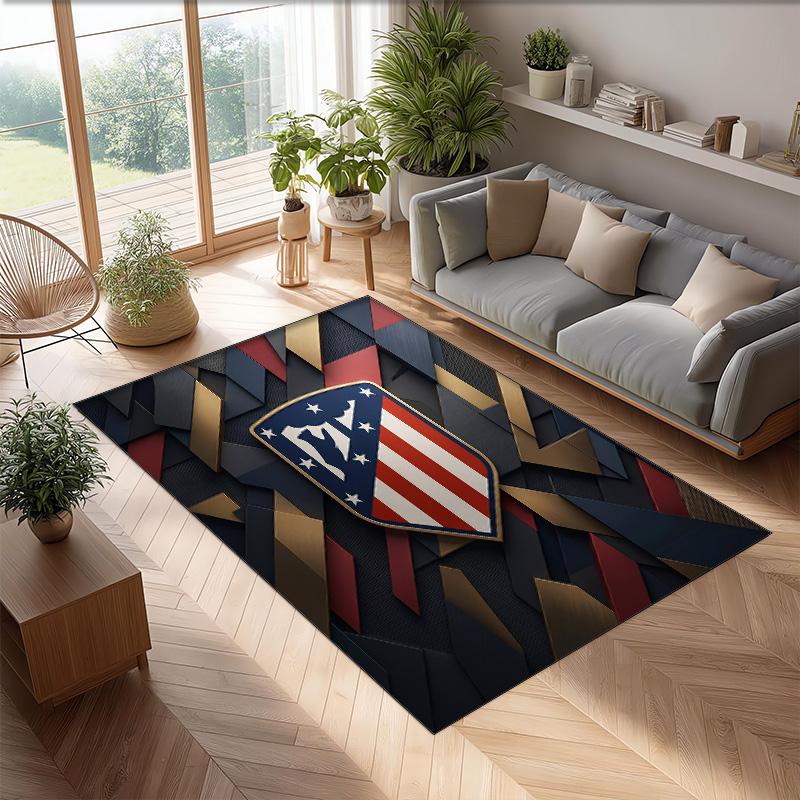 Atletico Madrid Printed Flannel Area Rug Non Slip Soft Polyester Floor Carpet Indoor Decor Mat for Bedroom Living Room Sofa Game Room Home Decoration