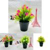 Artificial Orchid Flower Mini Green Plant Plastic Container For Hotel Window Display