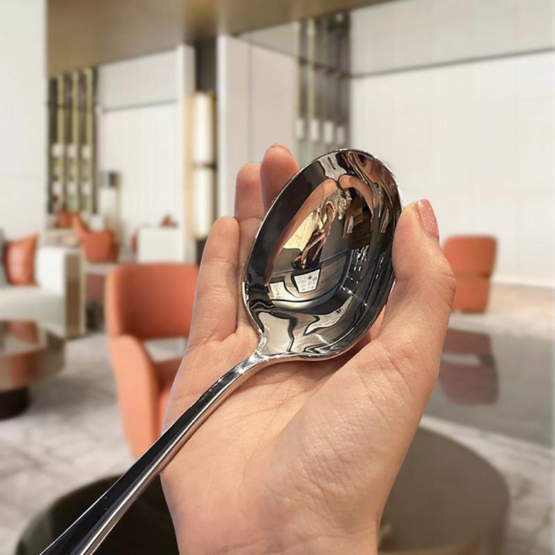 Stainless Steel Round Spoon Net Red Golden Dinner Long Handle Stirring Dessert Spoons For Kitchen Accessories Gadgets