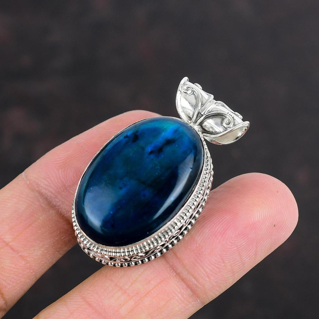 Neon Flash Labradorite Pendant Handmade Jewelry Gemstone Pendant 925 Sterling Silver Pendant Dainty Vintage Pendant Silver Jewelry For Gifts