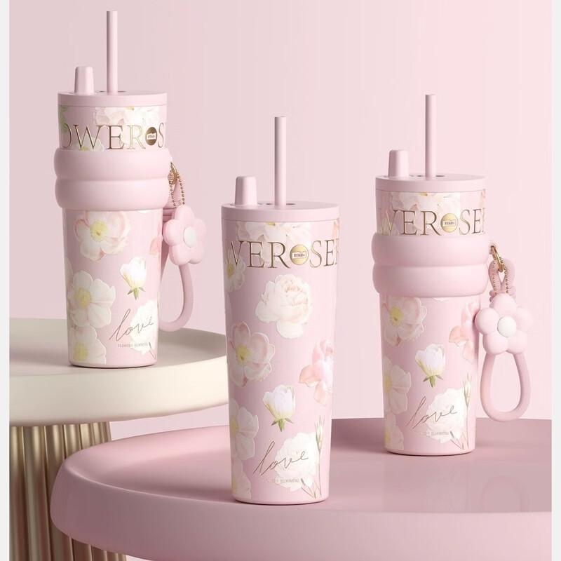 Stylish 316 Stainless Steel Insulated Straw Tumbler with Ceramic Liner