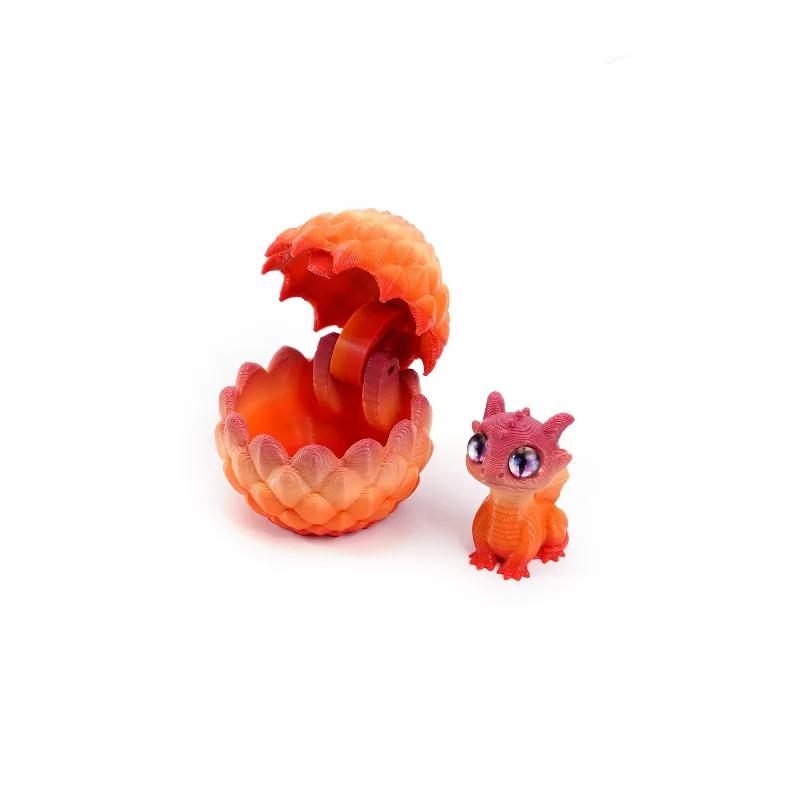 Q Version Creative 3D Printable Hatchable Mini Dragon Egg Set Hatchling Model Halloween Easter Gifts & Desktop Decorations