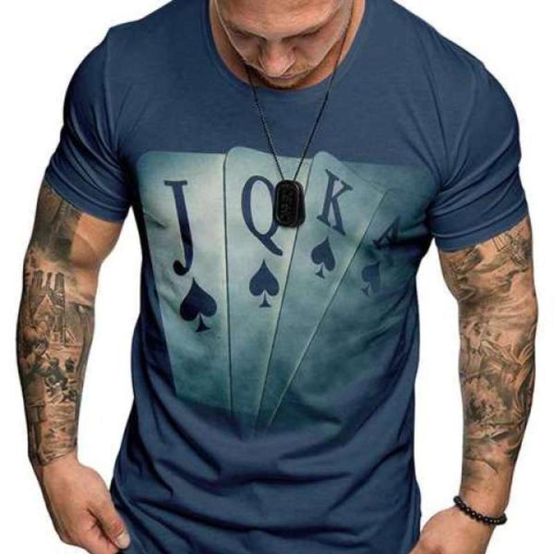 

Модная мужская футболка Poker JQK 3d футболка большого размера, уличная одежда, повседневная летняя мужская одежда с короткими рукавами, топы для вечеринок, футболки 2XL