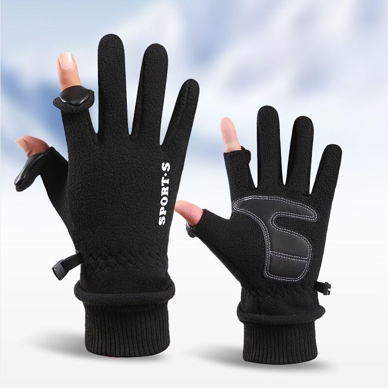 Autumn Winter Fleece Lined Thermal Gloves Men Polar Fleece Waterproof Ski Riding Outdoor Sports Motorcycle Warm Gloves