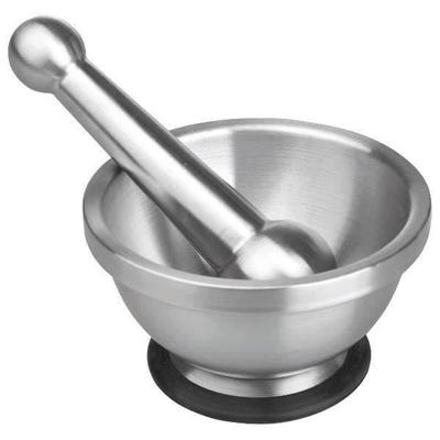 IBILI Mortar and Pestle - Stainless Steel - With Pestle - Ø 13.5 X H 7.5 Cm