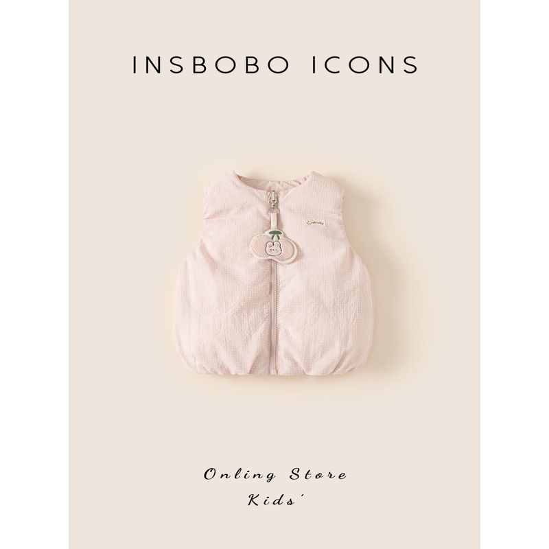 Insbobo Girls' down Vest 2025 Winter New Style Children's Stylish Warm Top for Girls Thickened Winter Clothing
