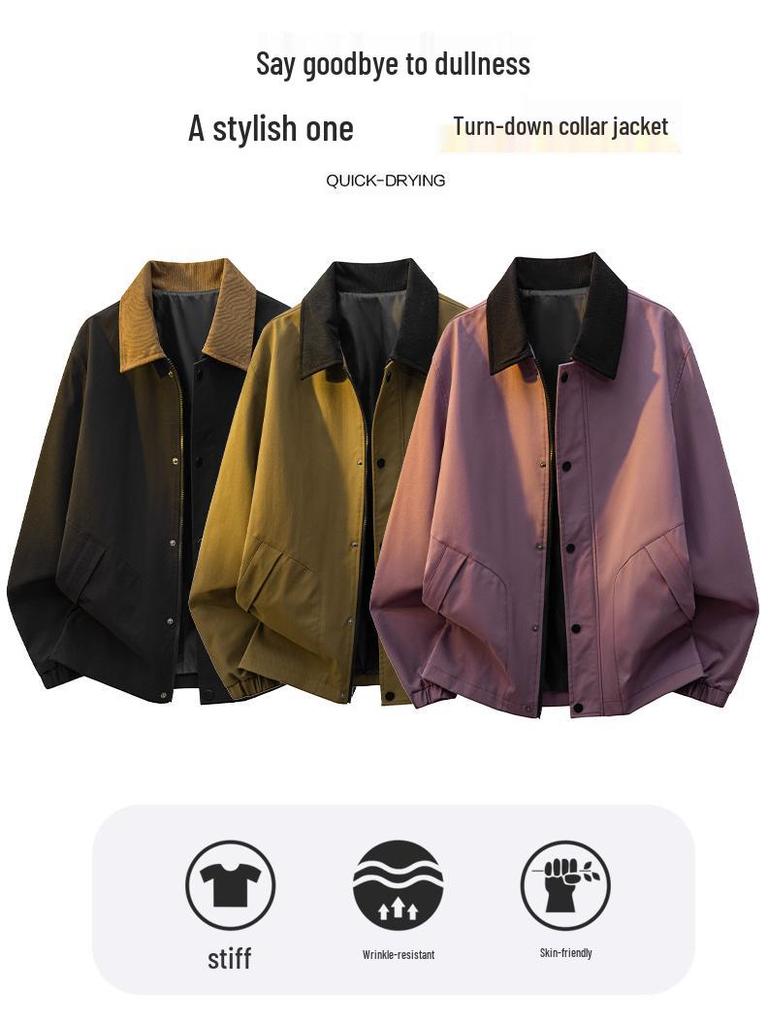 Herren Plus Size Color Block Lässige Reversjacke für Frühling und Herbst