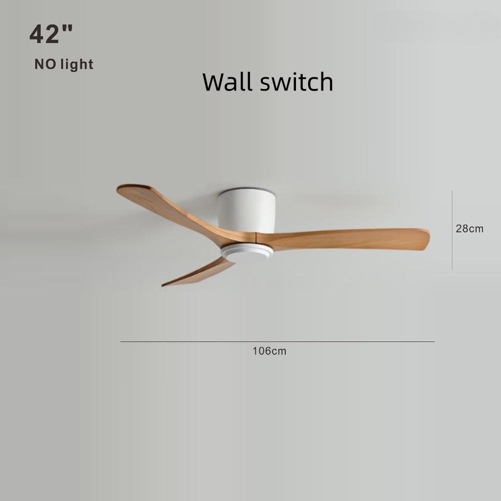 Nordic Minimalist Variable Frequency Fan Living Room Bedroom Solid Wood Ceiling Fan Creative Villa Hotel Decoration Fan