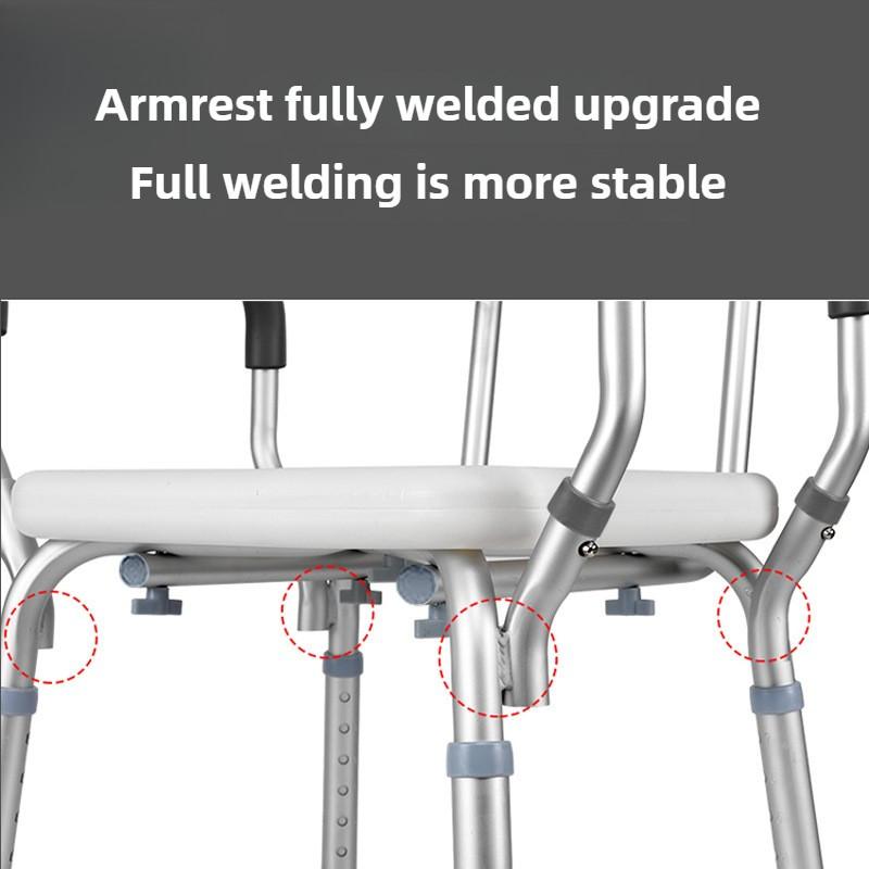 Anti Rust Aluminum Alloy Shower Chair Portable Height Adjustable Shower Chair Bathroom Waterproof Shower Stool