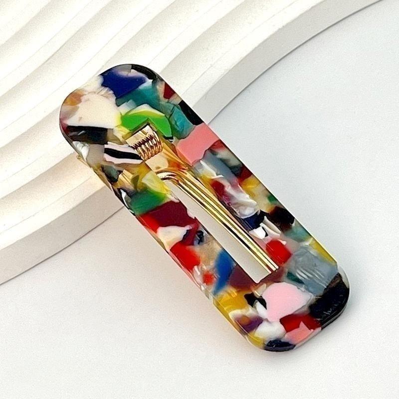 Women’s Geometric Acrylic Hairpin Set - Marble Design Hair Accessories