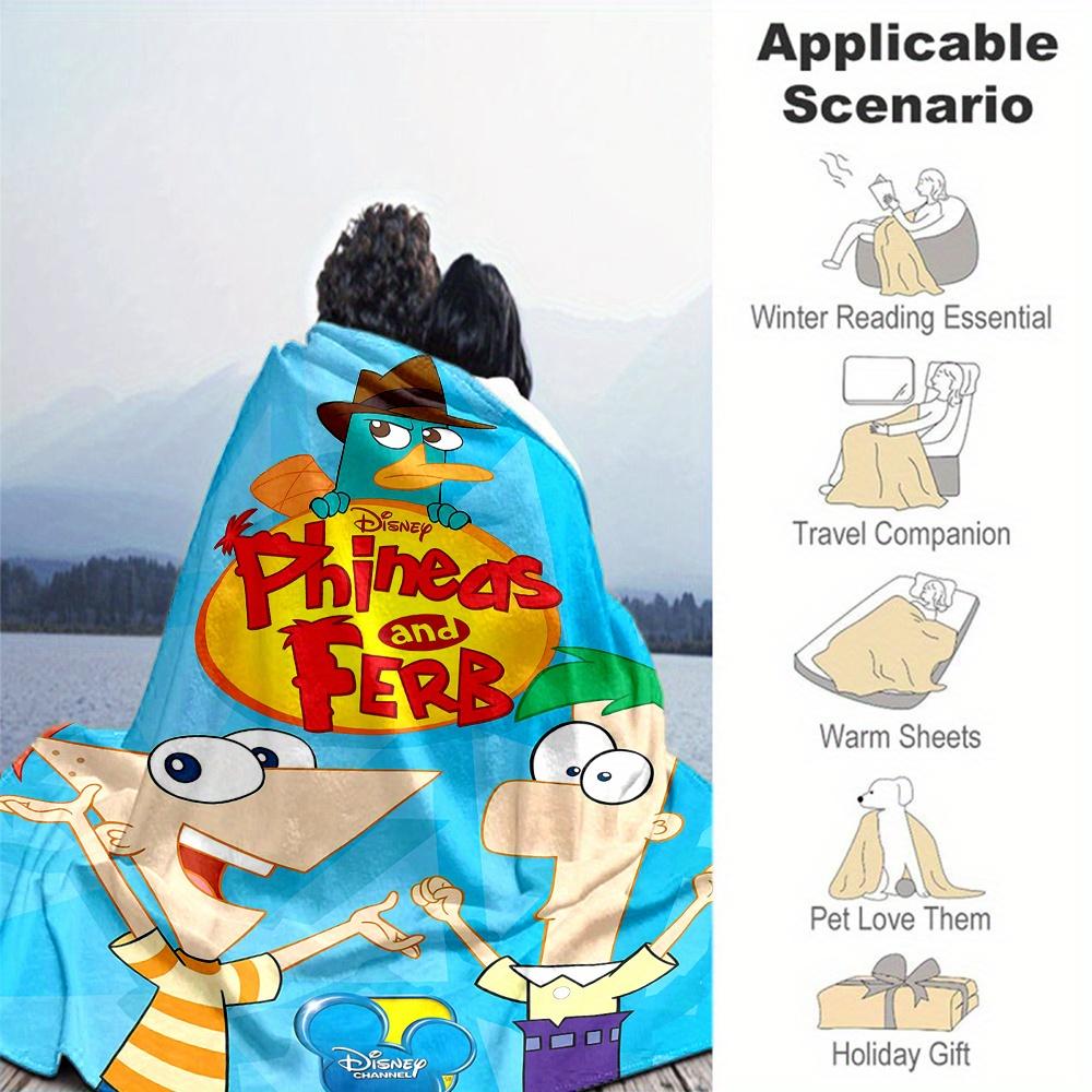 1pc, Disney Phineas and Ferb Blanket Soft Throw for Room Decor, Perfect Gift for Family and Friend, Family-Friendly Design, Suitable for