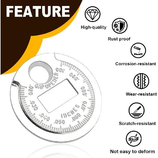 2PCS Spark Plug Gap Tool Gapper Gauge, Measuring Wire Spark Plug Gap Gauge Tool Scaled from 0.020" to 0.100", Portable Spark Plug Adjustment Tool,