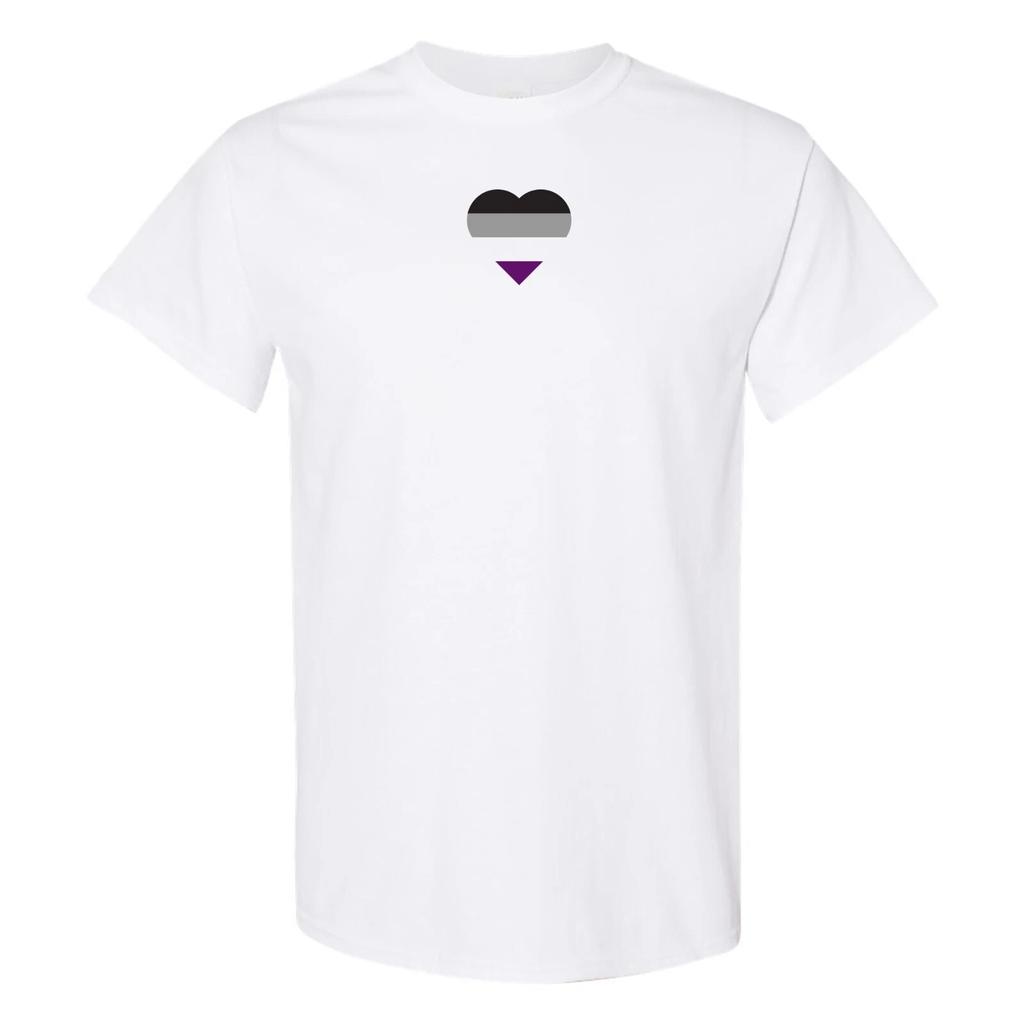 Asexual Pride Flag Heart - Pride Month LGBTQIA Love Identity T Shirt - White