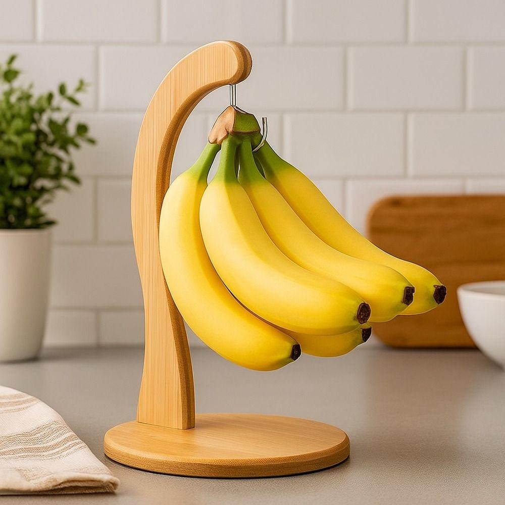 Wooden Banana Holder Keep Fresh with Hanging Hook Banana Rack Suspension Type Multifunctional Headphone Holder Living Room
