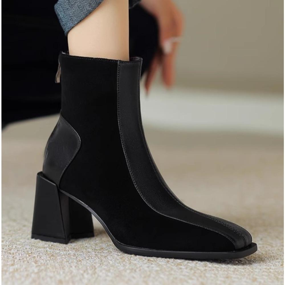 

Design Autumn Vintage Thick Heel Women Ankle Boots Fashion Square Toe Ladies Elegant Mordern Short Booties 39 чорний