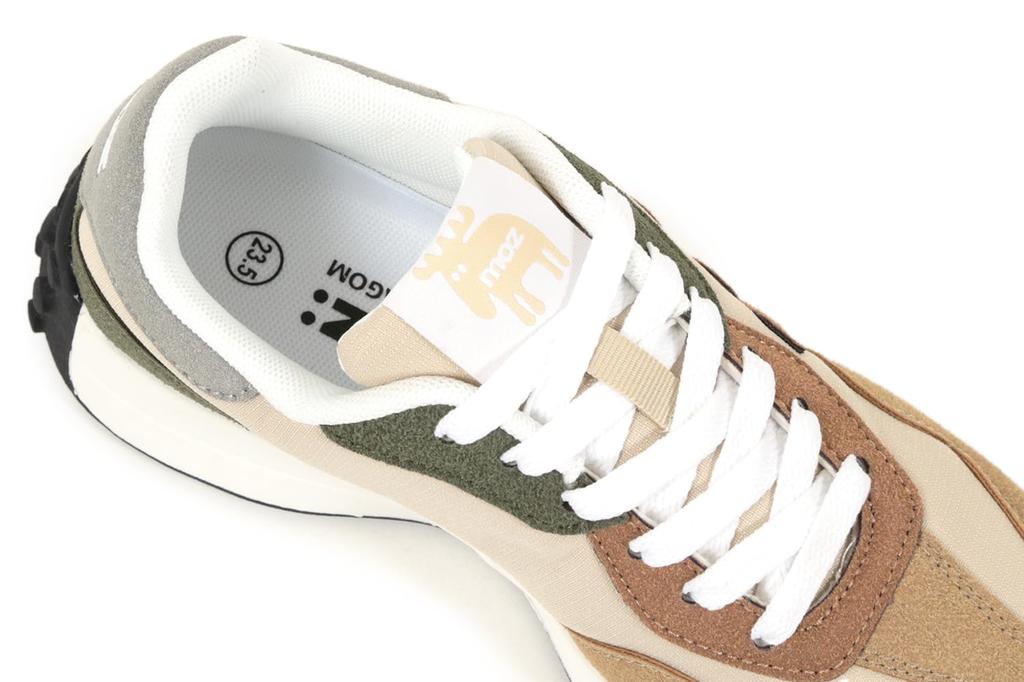 Mozu Combination Size Women's Sneakers, Oak/Camel, 22.5cm