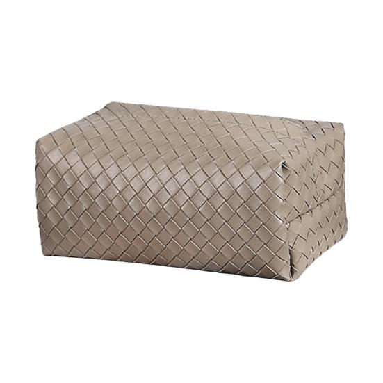 Yousheng PU Leather Tissue Box, with Smooth Paper Outlet Opening, Soft Rounded Weaving Surface Tissue Holder for Home