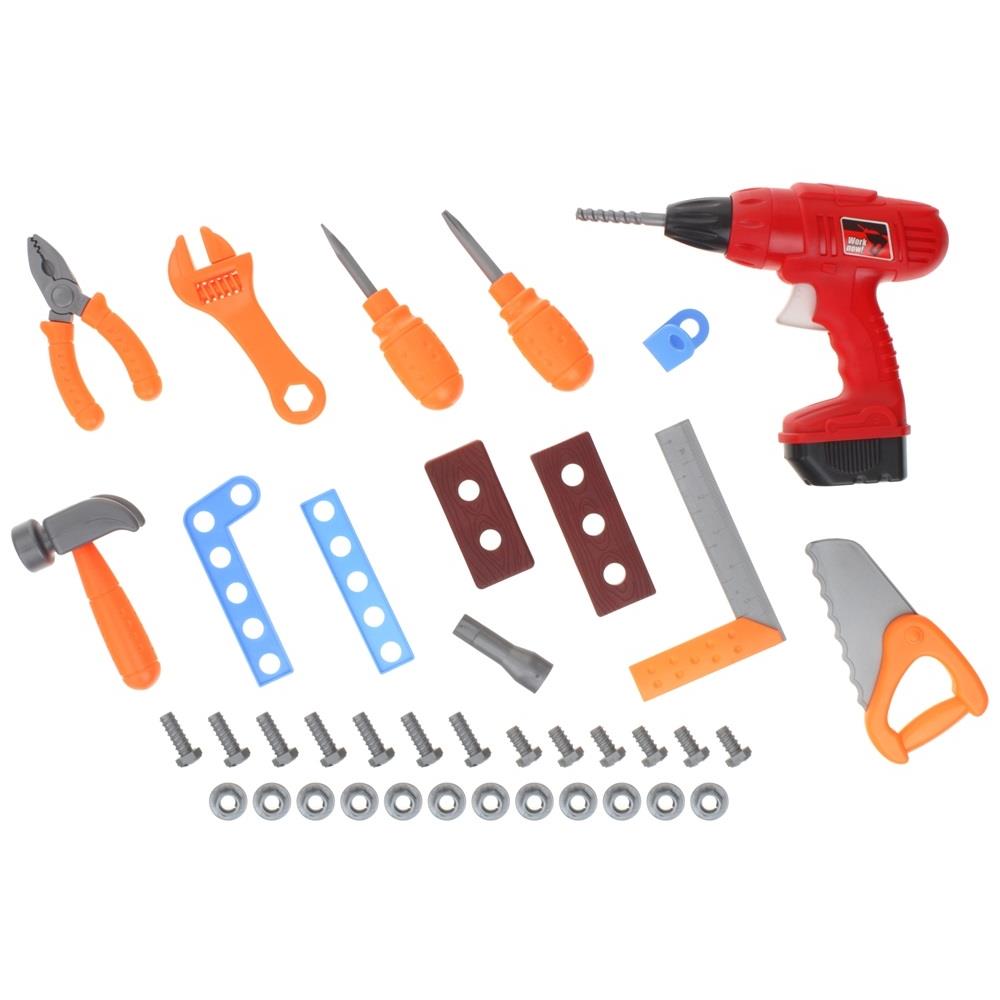 Dílna v kufříku DIY Stůl 2v1 Sada Nářadí Vrtačka