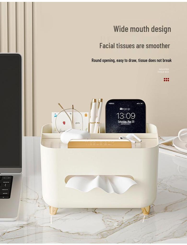 Luxury Waterproof Tissue Box: Multifunctional Desktop Paper Dispenser for Living Room and Bathroom, High-End Design with Creative Pull-Out Feature.