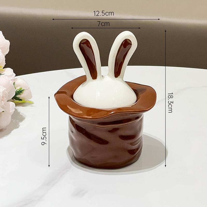 Rabbit Ear Ceramic Jar Kitchen Coffee Bean Tea Storage Jars Children Snack Storage Jar Bedroom Dressing Table Accessorie Bottles