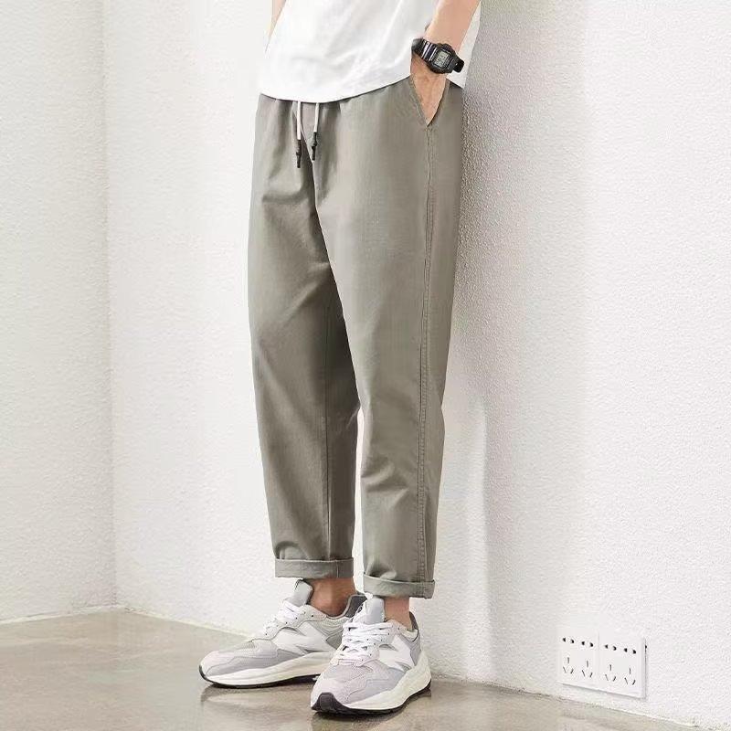 Casual Pants Spring and Autumn Thin Pants Men's Ins Guochao Overalls Simple and Loose 9-point Tide Brand Straight Nine-point Pants