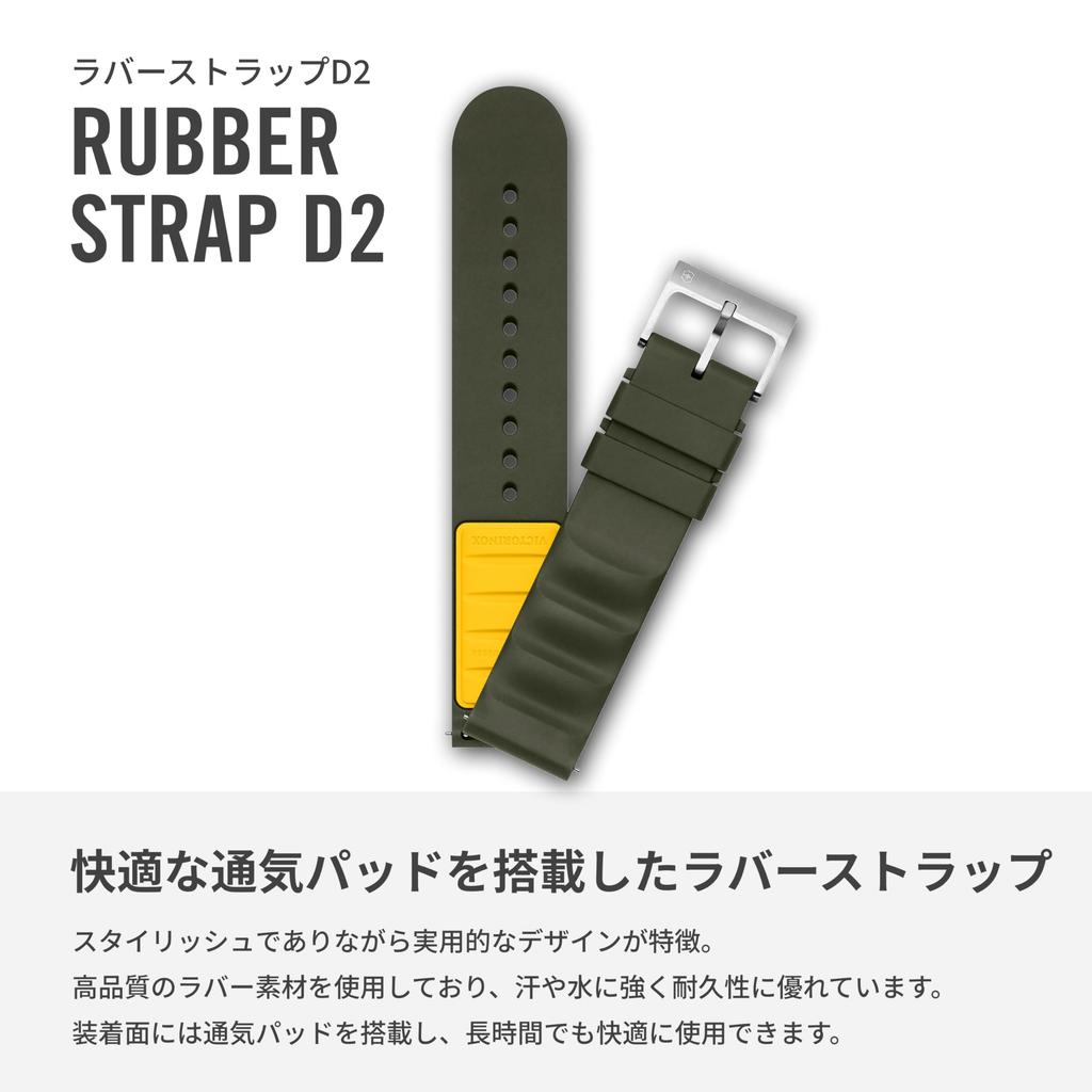 Watch Band 21mm No Tools Required Rubber Strap D2 Pin Buckle Watch Strap Replacement Strap Lightweight Breathable Green [Victorinox] [] V.60041