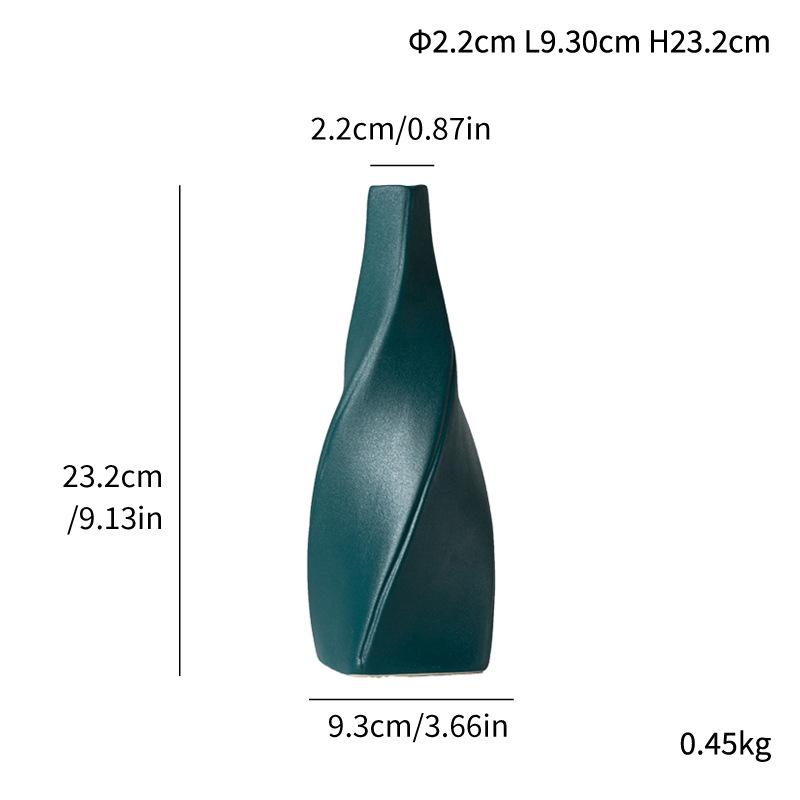 

Geometric Spiral Fine Mouth Road Treasure Ceramic Vase Light Luxury Home Desktop Flower Arrangement Decoration Simple Ornament v113 green