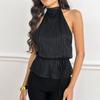 Sexy striped new sleeveless hollow straps backless and thin European and American irregular neck, top