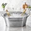 Wine Cooling Basin Galvanized Steel Ice Bucket with Dual Handles Heavy Duty Metal Beverage Tub Handles Tub Drink Cocktail Champagne Chiller for Bar