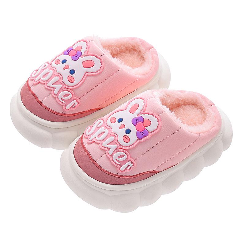 Winter 2024 Waterproof Cotton Slippers for Boys & Girls – Warm Plush Home Shoes