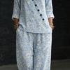 2026 Spring and Summer New Women's Clothing, European and American Minimalist Temperament Loose V-neck Diagonal Button Shirt Wide-leg Pants Two-piece
