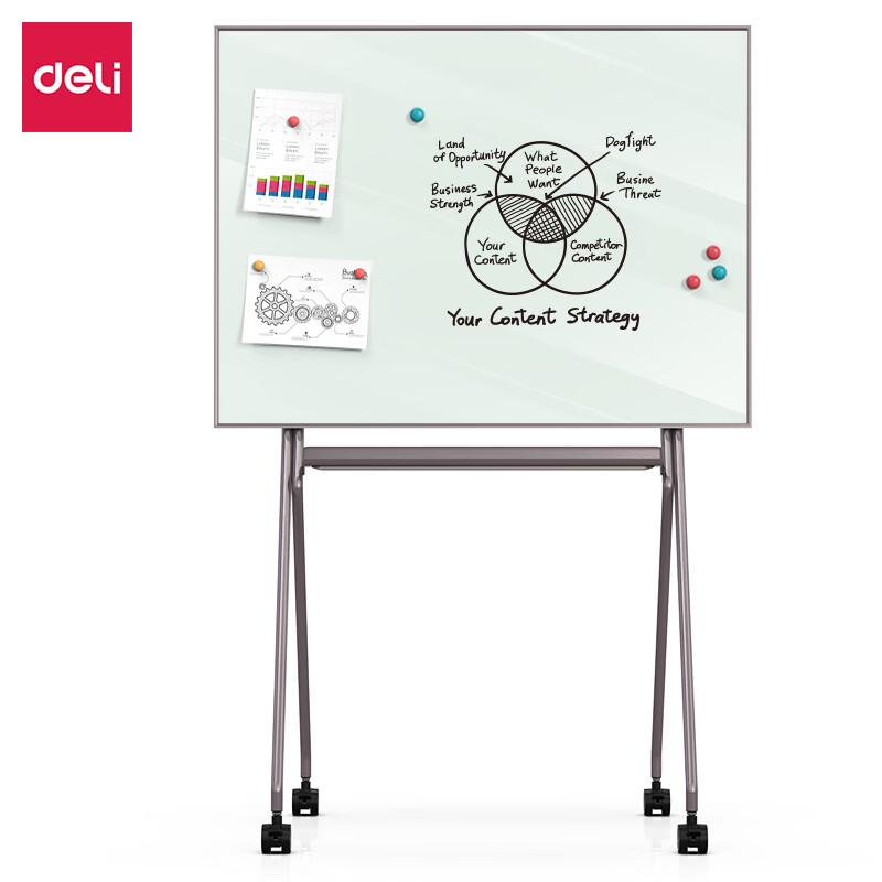 Deli Magnetic Glass Whiteboard with Stand
