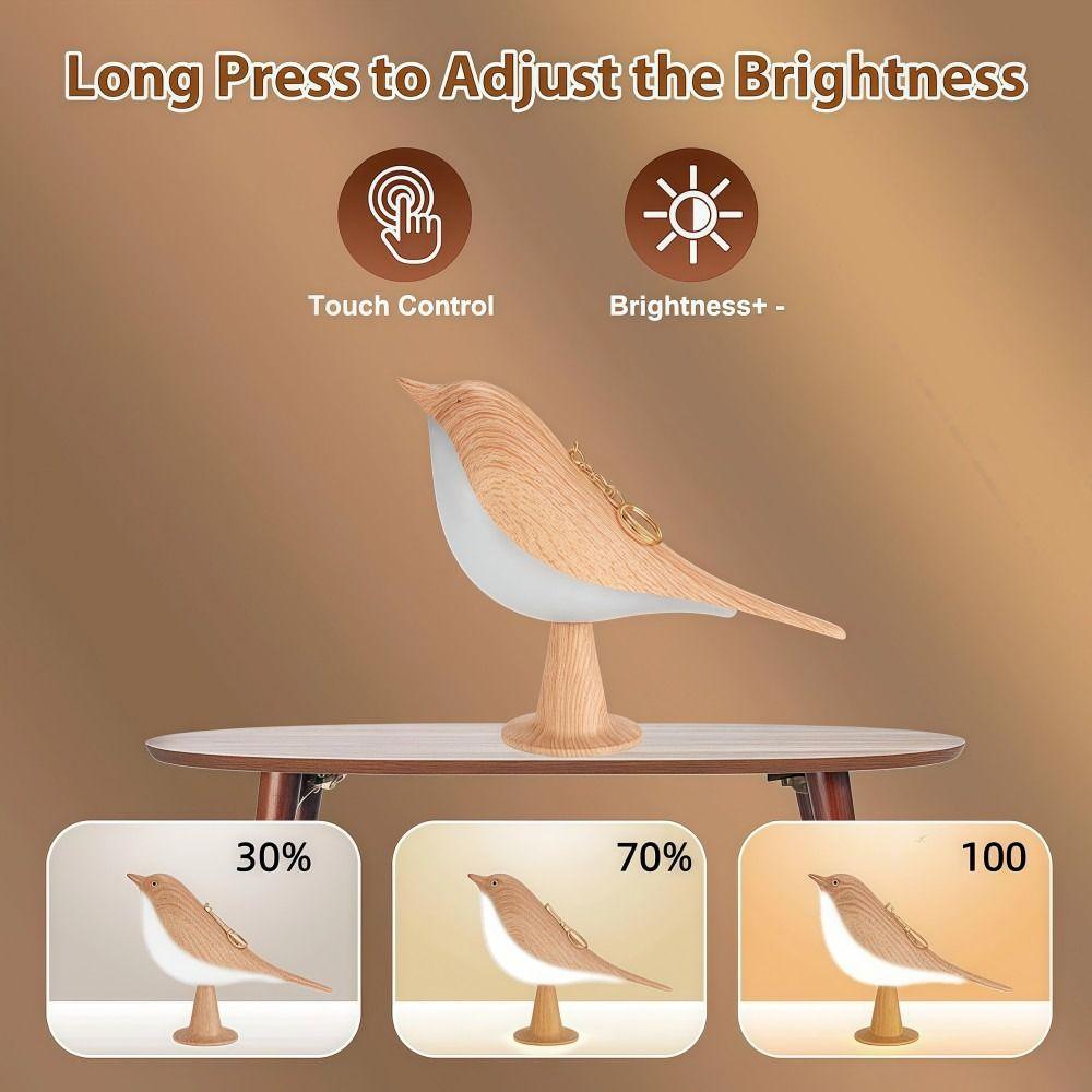 Creativity LED Bird Night Lights 3 Colors Touch Switch Bedroom Desk Lamp Dimmable Rechargeable Bedside Lamps Interior Lighting