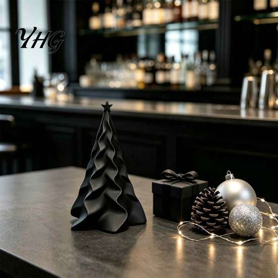 Decor de brad Top Stea Stratificat Ornament de Crăciun Pliat Imprimat 3D, Sculptură Decorativă Mică Ondulată pentru Birou Modernă de Sărbători cu Vârf pentru Casă