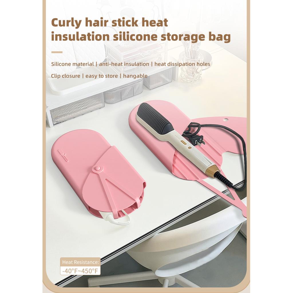 Heat Resistant Silicone Mat Pouch Mat Cover for Curling Irons Hair Straightener Flat Irons Hot Hair Curling Wand Tools