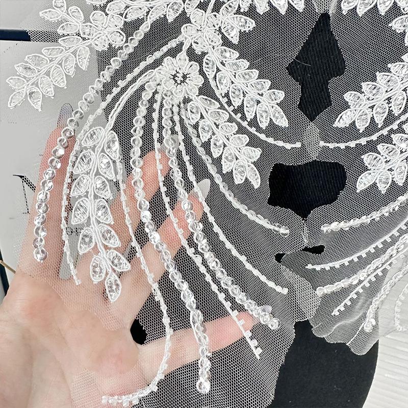1Pair Gold Black Hand-Sewn Glass Drill Mirror Flowers Sparkling Rhinestone Coats Waistbands Shoulders Wedding Dress Diy Patch