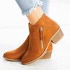 Wish women's shoes new thick heel large size women's boots suede Martin boots low heel side zipper short boots women